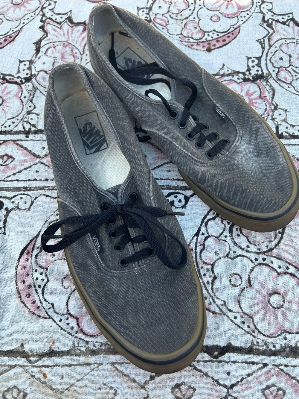 Vans Gray Canvas Low-Top Sneakers with Gum Sole